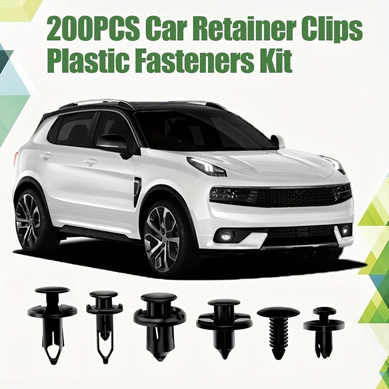 200pcs Car Fastener Set Plastic Clips Bumper Rivets 6-10mm Auto Body Repair