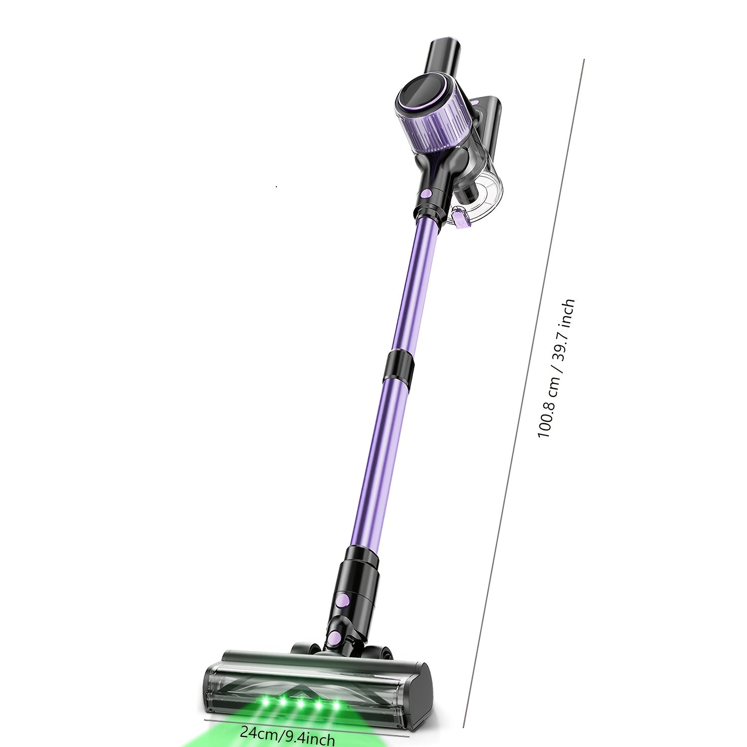 Purple Stick Vacuum Cleaner with LED Display Lithium Battery Wireless Connectivity Dusting Brush and Accessory Kit