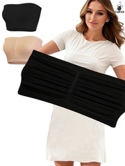 Women's Seamless Strapless Bandeau Bras Solid Color No Padding Medium Stretch 2 Pack