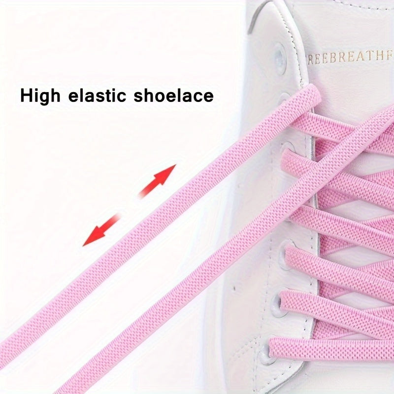Unisex No-Tie Elastic Shoelaces Durable Polyester Spandex Sneaker Laces