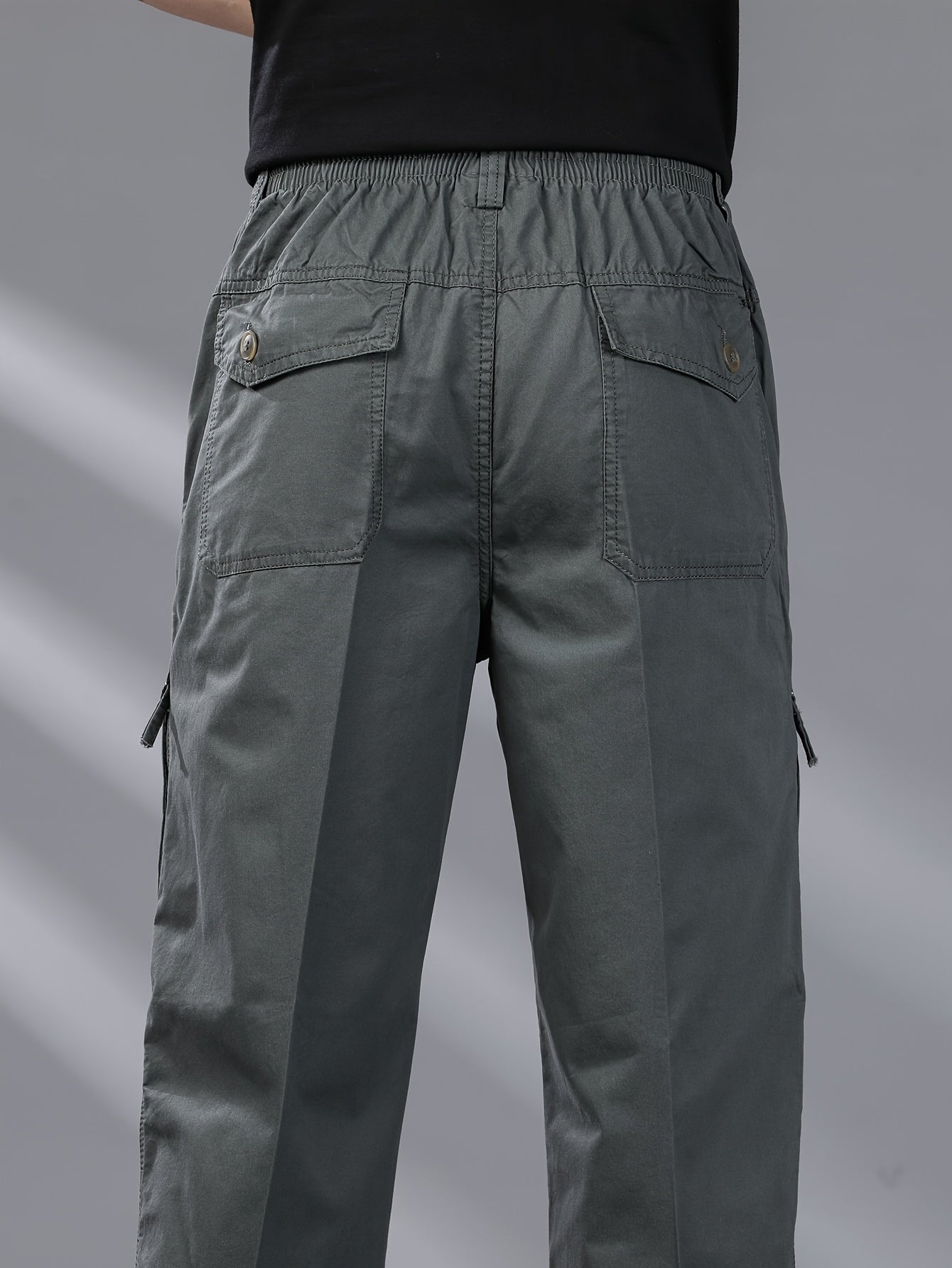 Мужские хлопковые шорты-карго свободного кроя однотонные с шнурком для повседневной носки на улице