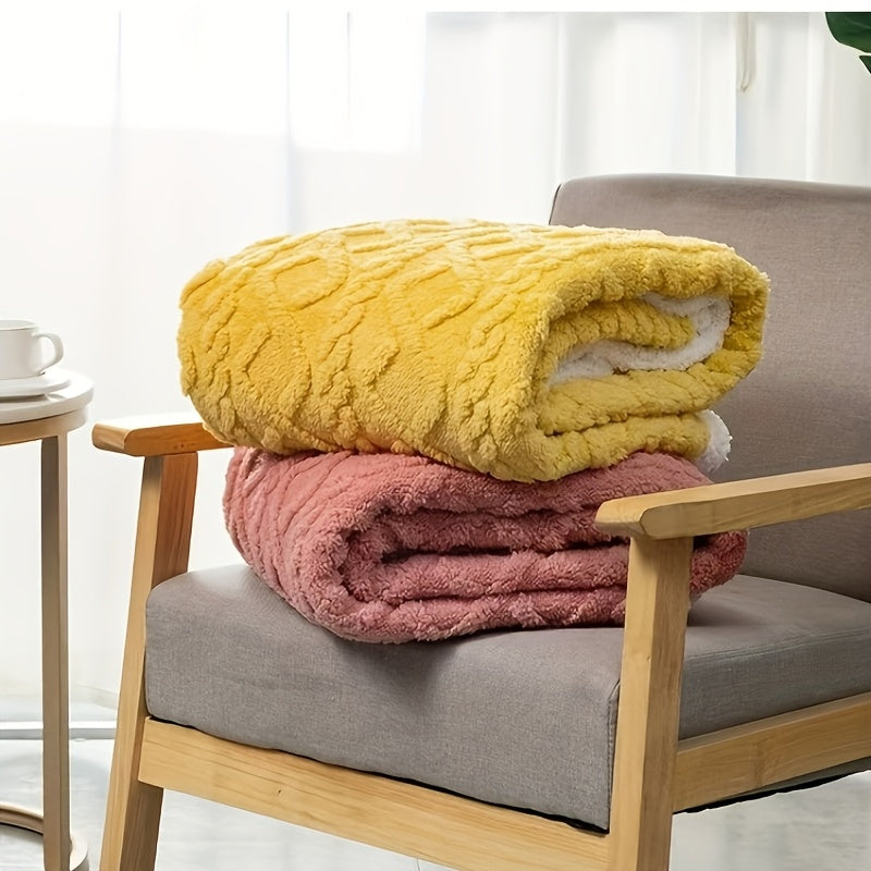 Yellow Ultra-Soft Taffeta Fleece Throw Blanket for Couch Bed Travel Warmth