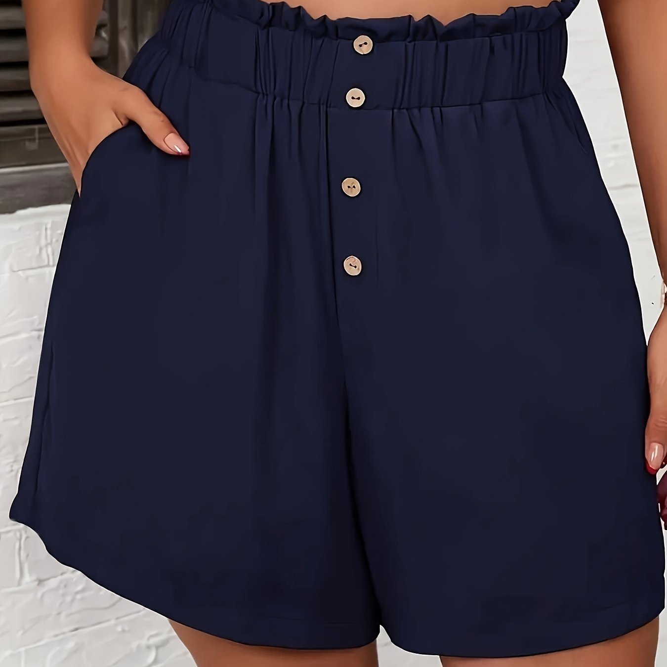 Women's Plus Size Wide Leg Shorts Elastic Waist Casual Summer