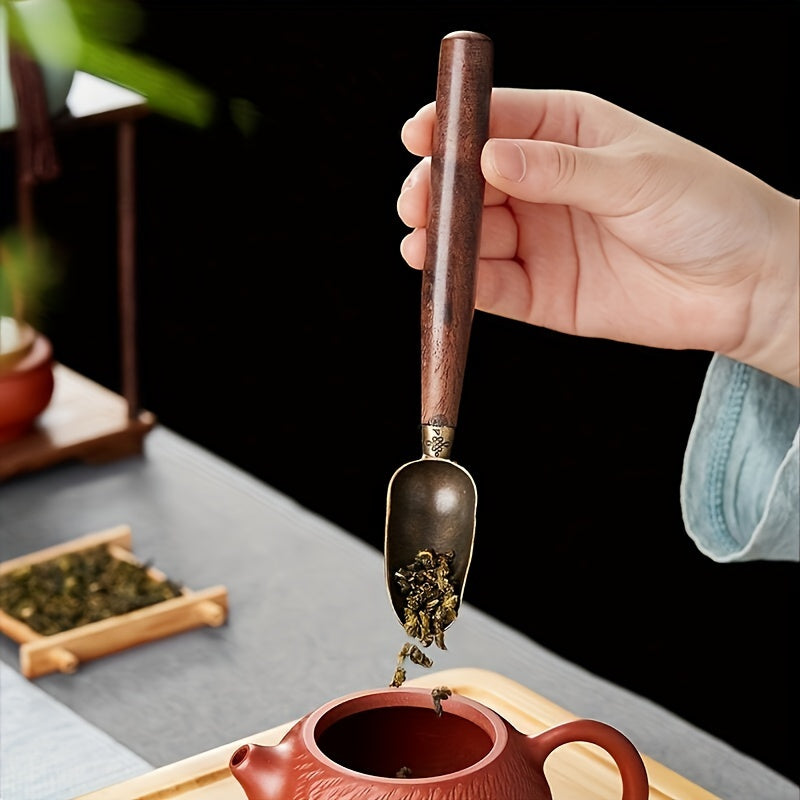 Black Sandalwood Alloy Spoon for Tea Coffee Zen-Inspired Kung Fu Ceremonies