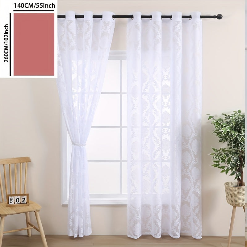 Single Panel Lace Flower Grommet Top Curtains for Living Room Bedroom Office
