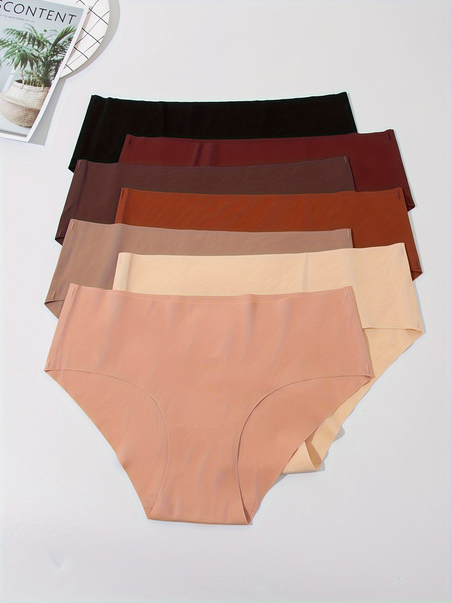 Women's Seamless Solid Briefs Comfortable Breathable Stretchy Underwear