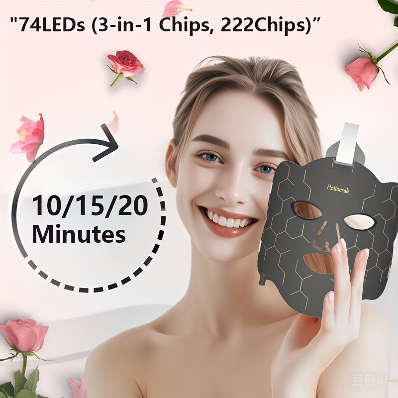 LED Facial Mask for Face and Neck USB Powered Skin Rejuvenation Light Therapy Modern Durable
