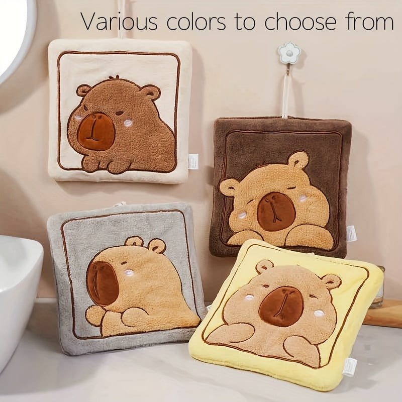 Children's Cartoon Bear Hand Towel Thick Coral Fleece 100% Cotton Soft Absorbent