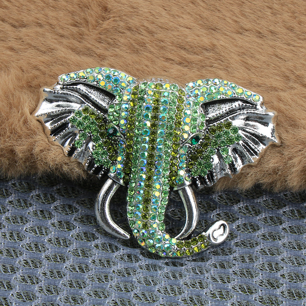 Vintage Elephant Brooch with Colorful Rhinestones Enamel Cartoon Theme Jewelry Accessory