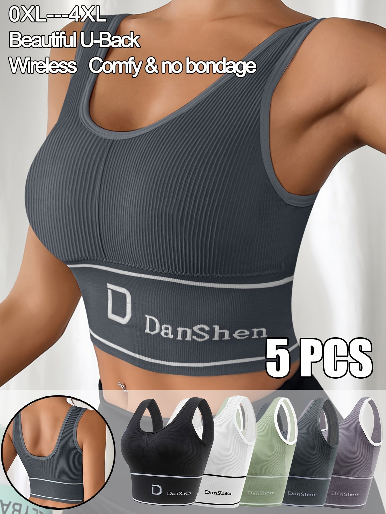 Women's Plus Size Sports Bra Tank Top Wire-Free Breathable Pack