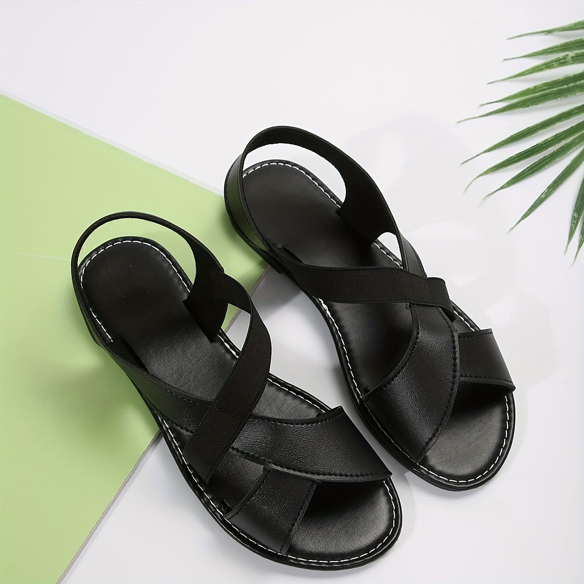 Women's Open Toe Fish Mouth Style Sandals with Chain Accent and Rubber Sole