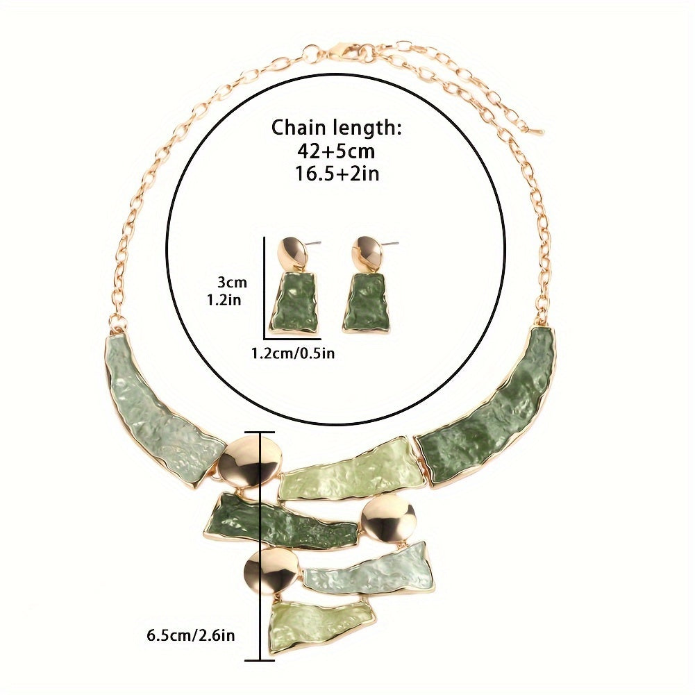 Multi-Color Retro Geometric Boho Jewelry Sets Earrings Necklace Women