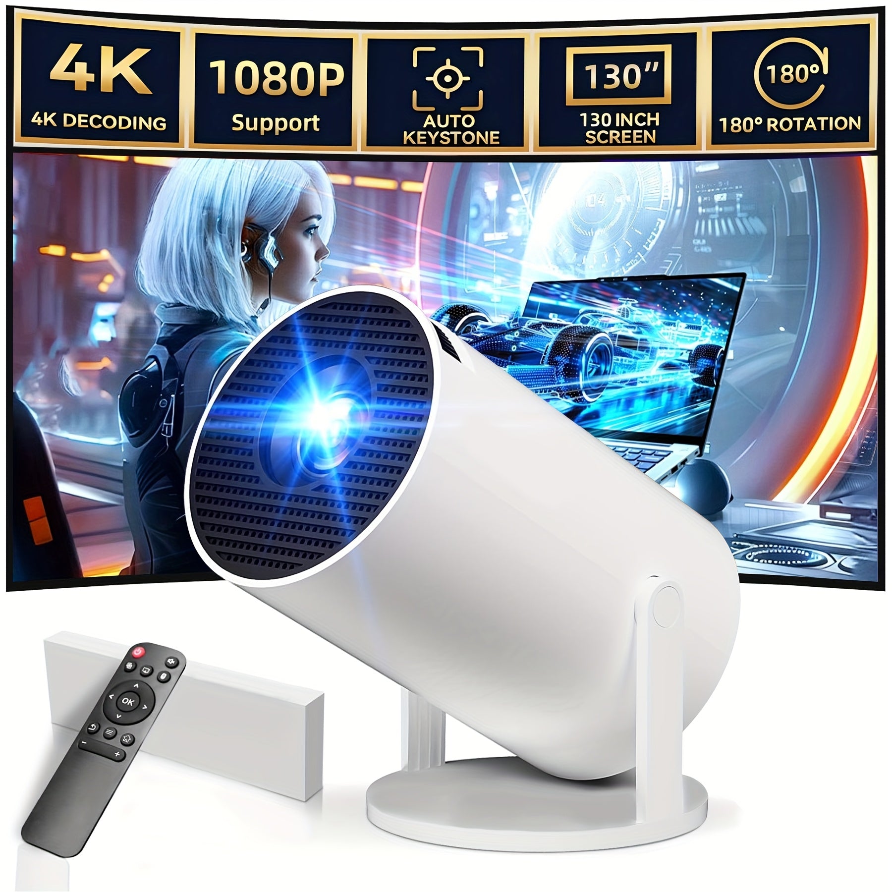Portable HD Mini Projector Wireless Mirrored Screen for Home Theater Games