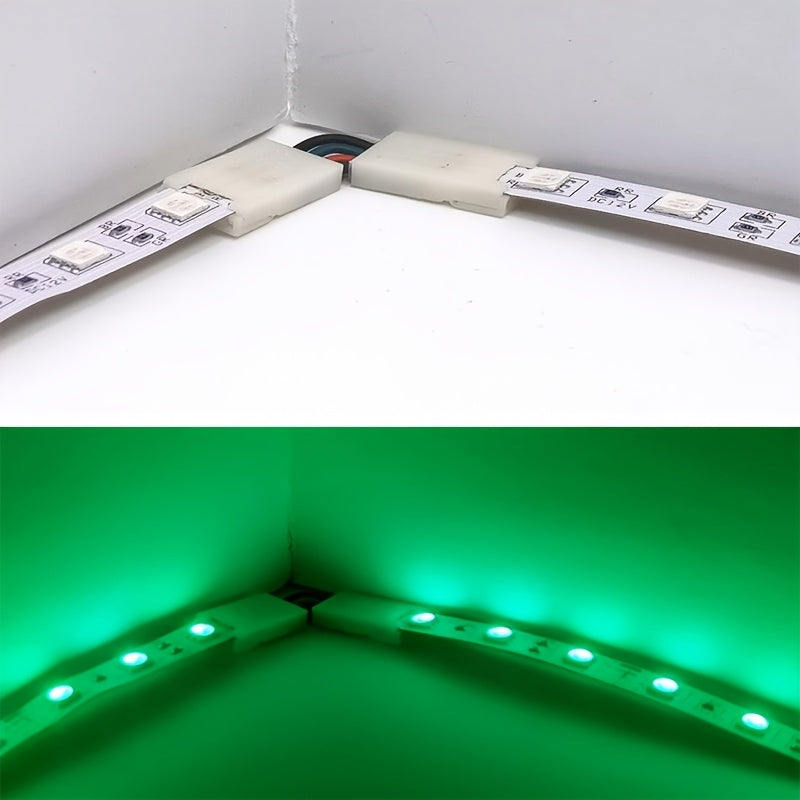 2/3/4-pin LED lentalar uchun burchakni sozlash mumkin bo'lgan L shaklidagi ulanishlar, 8/10mm kenglikdagi 5050 RGB lentalariga mos keladi. Klipga ulanish, payvandlash talab qilinmaydi.