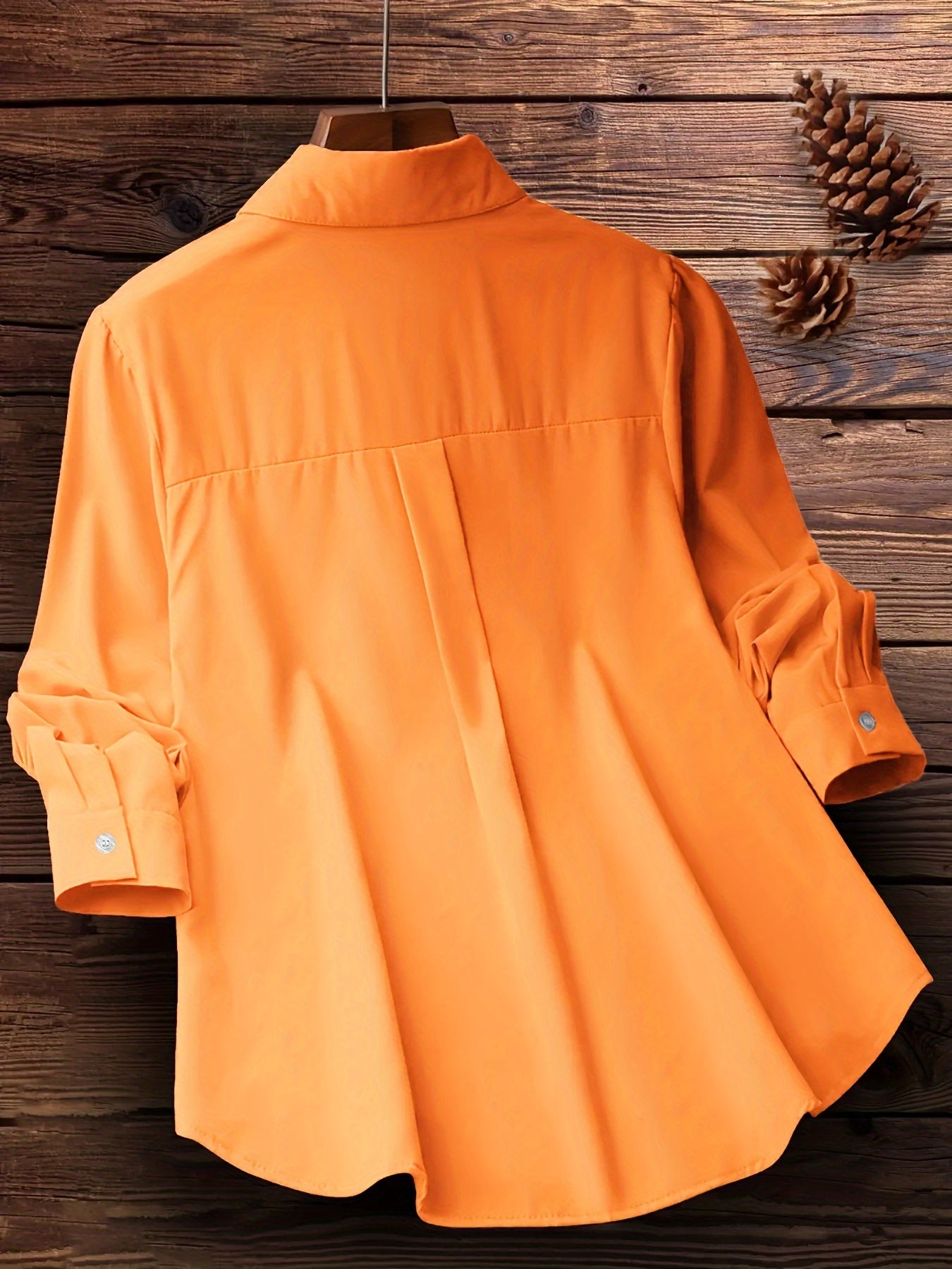 Women's Embroidered Floral Woven Shirt with Lapel Collar for Spring and Fall