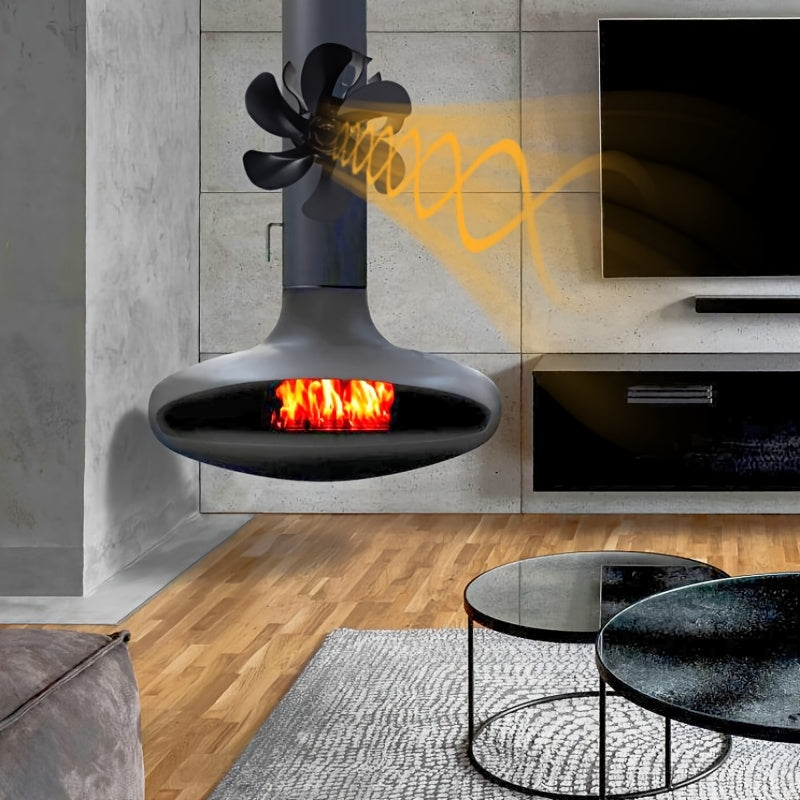 Вентилятор для дровяной/половяной печи/камина — 6 лопастей, генерирует на 80% больше теплого воздуха, идеально подходит для подарка на праздники, обязательный аксессуар для камина на осенне-зимний сезон, подходит для деревянных или настенных печей