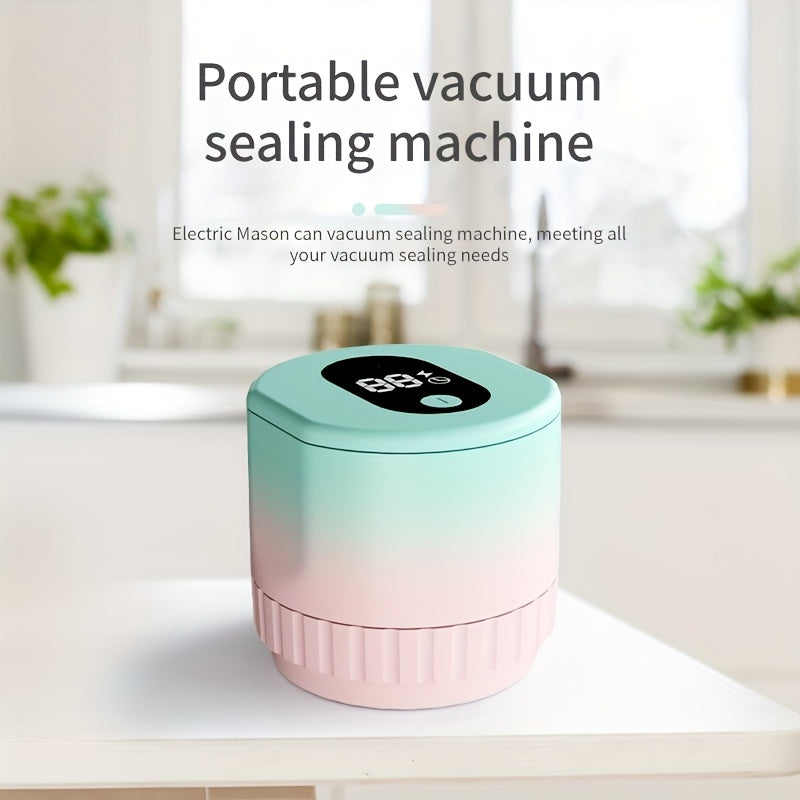 USB orqali qayta zaryadlanadigan batareyaga ega Elektrik Mason Jar Vacuum Sealer Kiti.