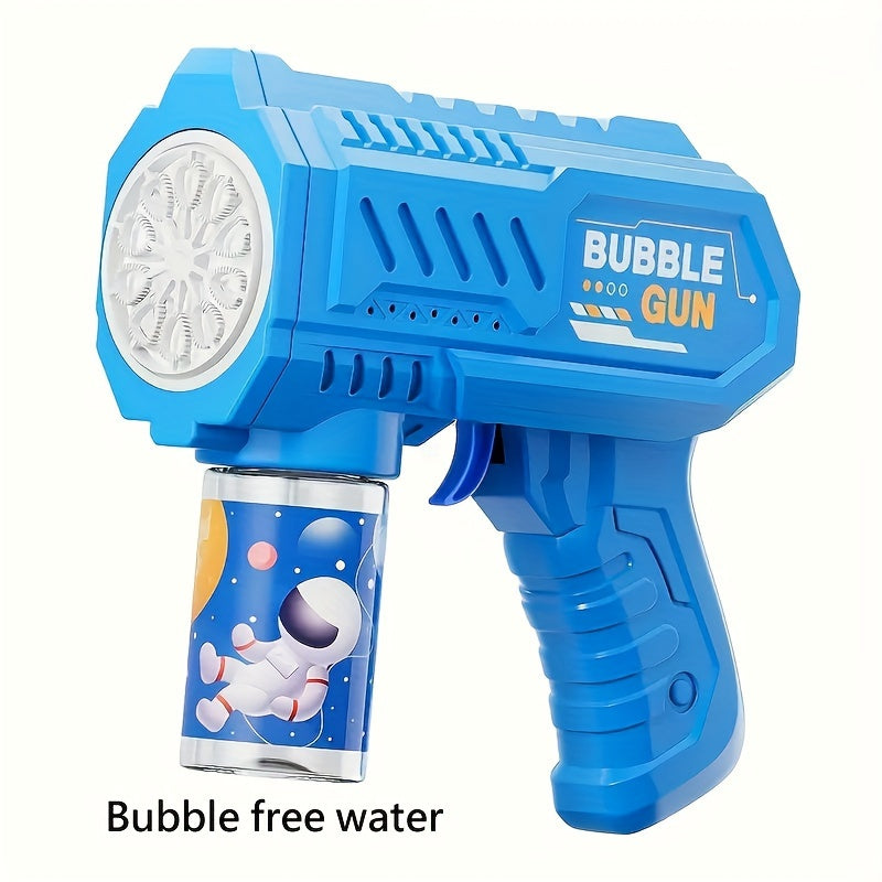 Kids Bubble Gun Toy with LED Lights, 10-Hole Plastic Blaster for Ages 3-12