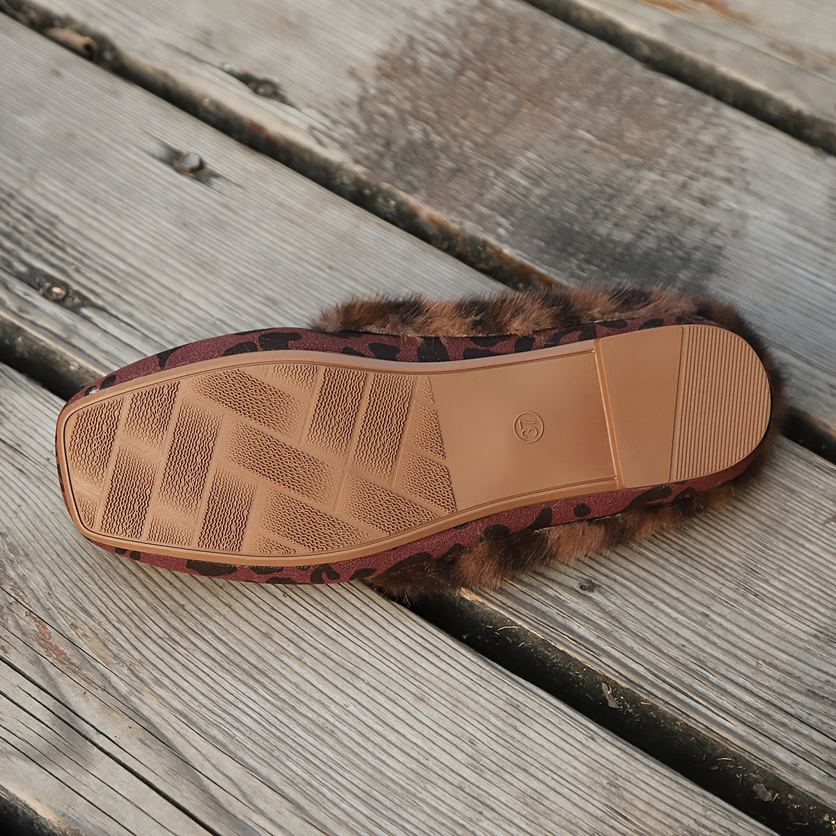 Women’s Leopard Print Plush Slippers Warm Faux Fur Indoor Shoes