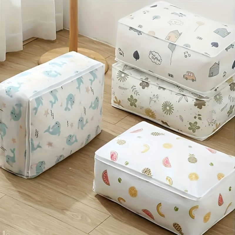 Waterproof Under-Bed Storage Bin Foldable Rectangle Trunk Organizer for Clothes and Blankets