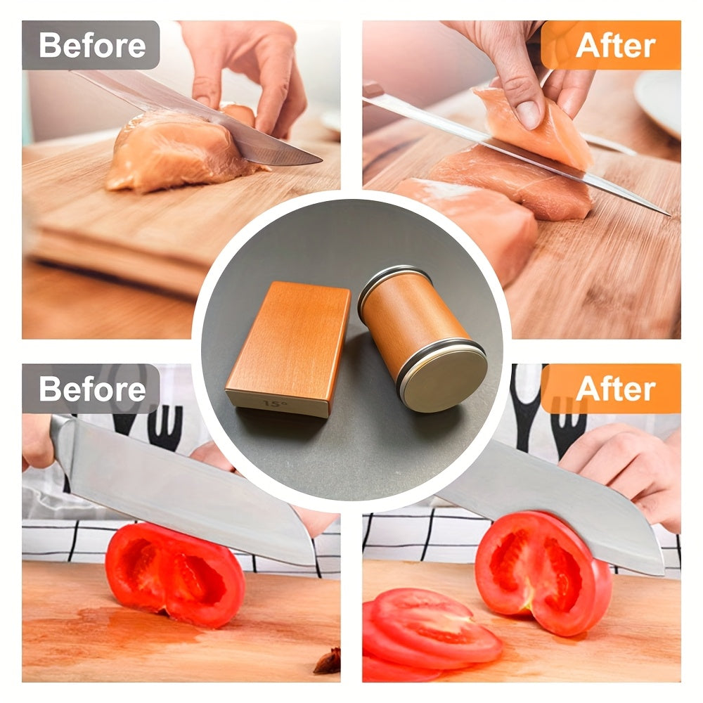 2pcs Diamond Magnetic Drum Grindstone Set for Kitchen Cooking Gadgets No Electricity Available in 2 Colors