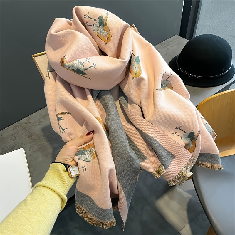 Warm Jacquard Cashmere-Like Scarf for Autumn and Winter Neck Shawl