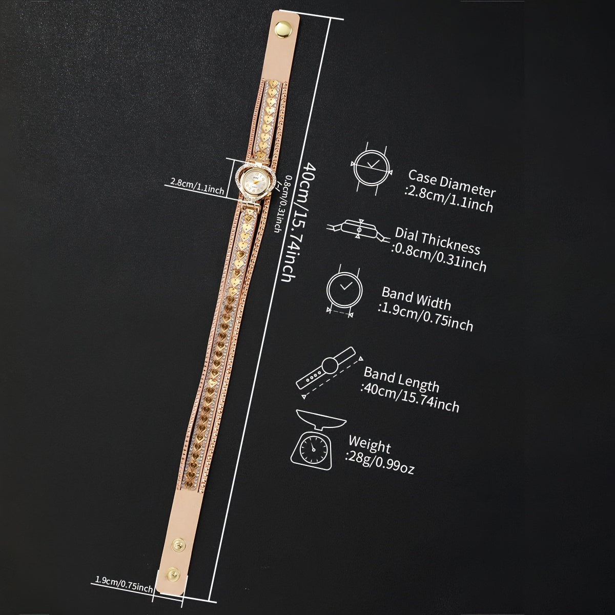 Women's Heart-Shaped Wristwatch with PU Leather Strap Quartz Alloy Case