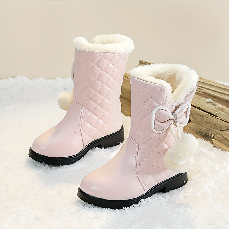 Girls Winter Snow Boots Thickened Warm Casual Easy-On Medium Tube