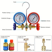 HVAC Auto 3-Way AC Manifold Gauge Set Refrigerant Charging Tool with Quick Couplers