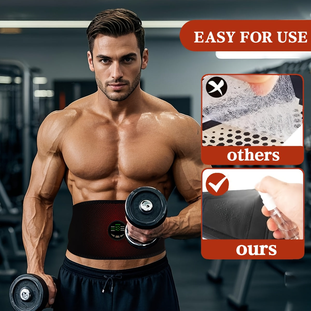 USB Charging EMS Muscle Massage Belt with 6 Modes and 18 Intensities for Full Body Use