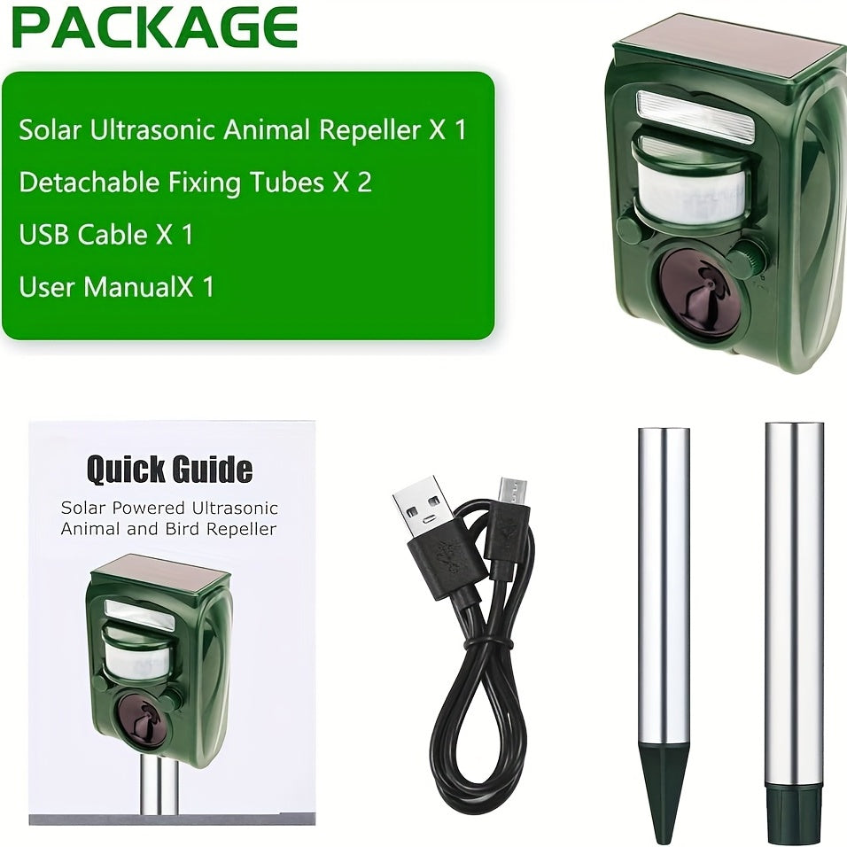 1 dona Ultrasonik Quyosh Energiya Hayvonlarni Qochiruvchi LED Yoritgich va Harakatni Aniqlash bilan, turli hayvonlarni qochiradi, 36.83 sm B*10.92 sm K*5.33 sm U