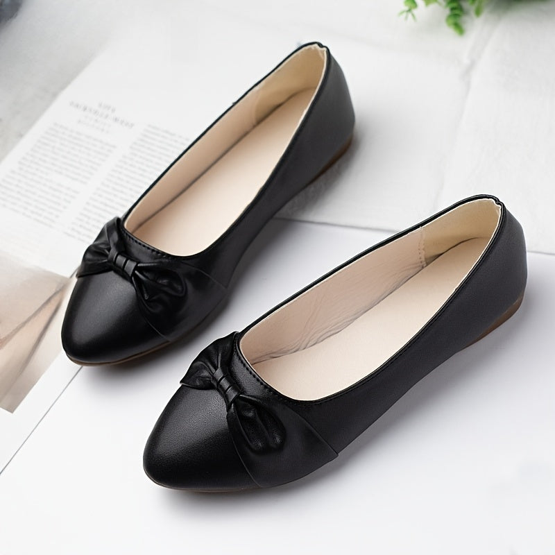 Women's Casual Bow Flats Slip-On Pointed Toe Shoes Polyurethane Foam Insole