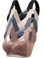 Women's Floral Lace Bralette Bra Seamless Full Coverage Breathable Lingerie