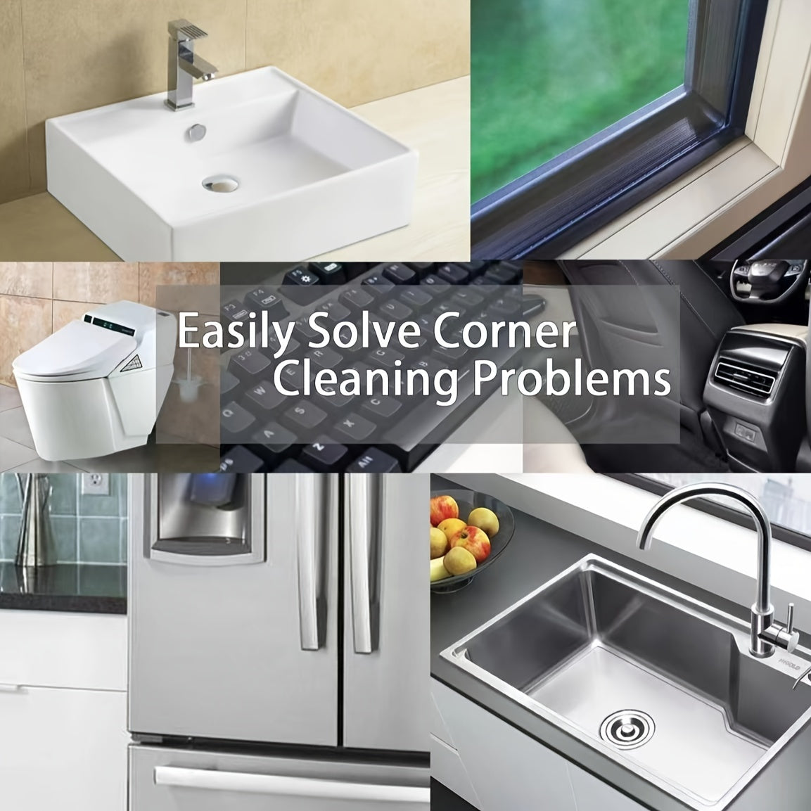 Set of 3 Stiff Bristle Gap Cleaning Brushes for Bathroom Kitchen Tiles