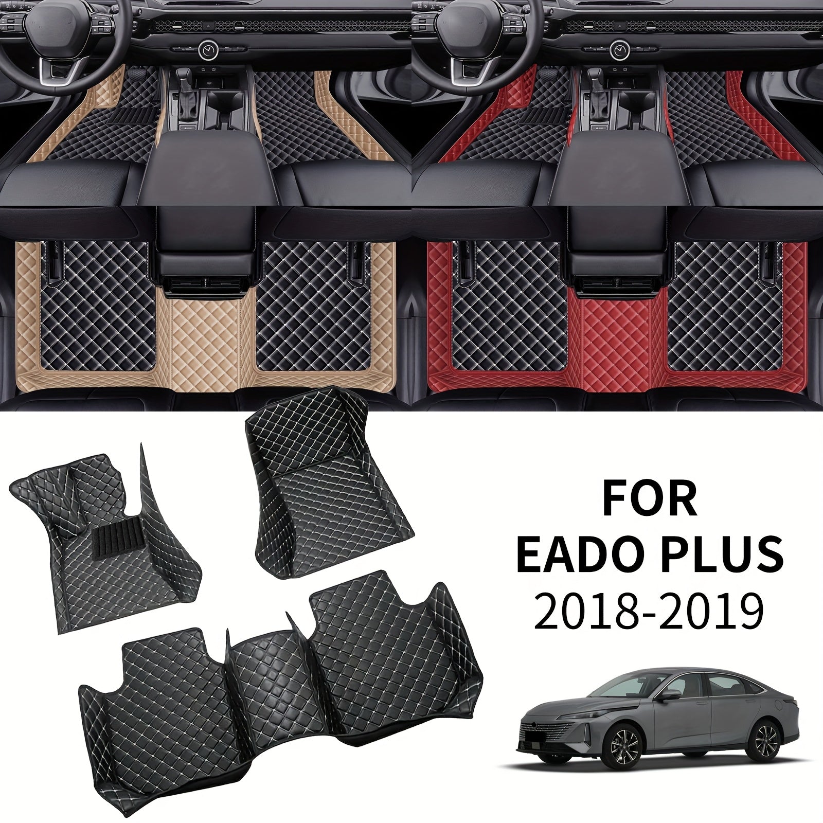 Car Floor Mats Three-Piece Set Leather Non-Slip All-Season Compatible with Left-Hand Drive