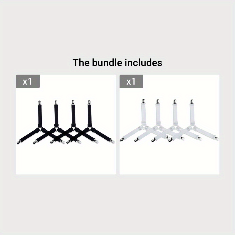 Universal Bed Sheet Clips Black White Polyamide 4 Pack for RV Campers