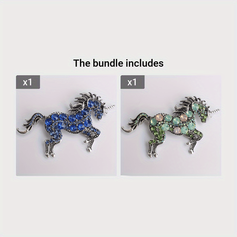 Crystal Horse Brooch with Rhinestones Punk Edge Animal Pin for Sweaters Dresses and Scarves