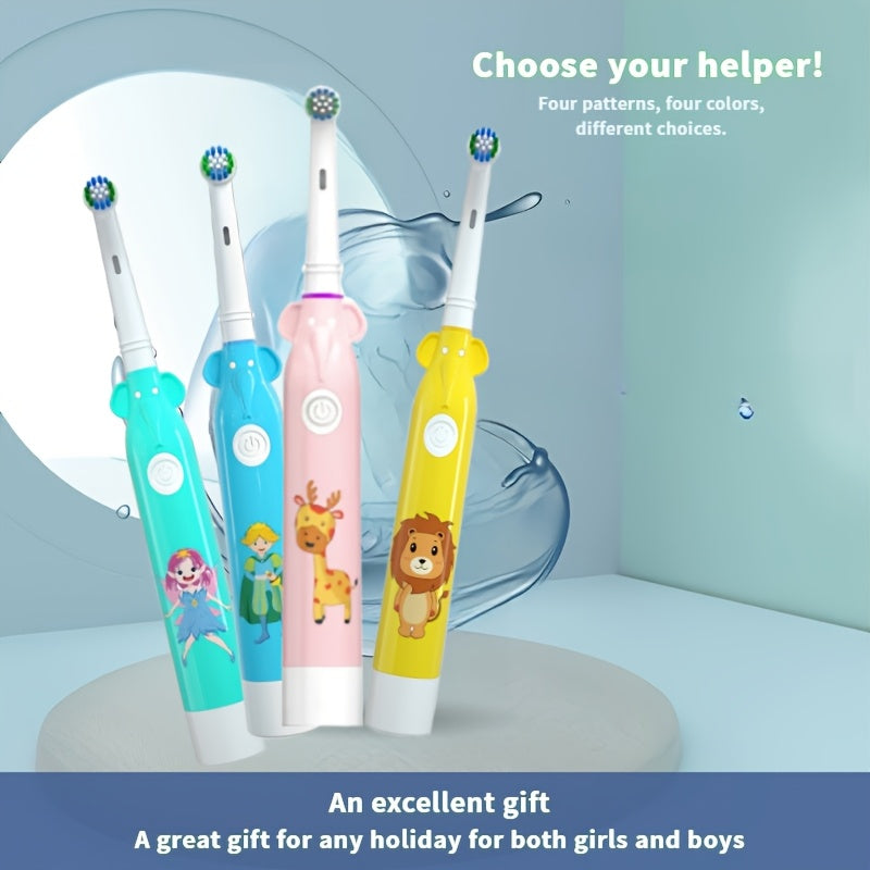Youngsters Electric Toothbrush Safe Round Head Battery-Powered Cartoon Design