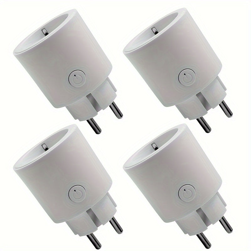 4pcs Enchufes inteligentes WiFi con monitorización de energía, control por voz, temporizador, 16A, 3840W, enchufe europeo