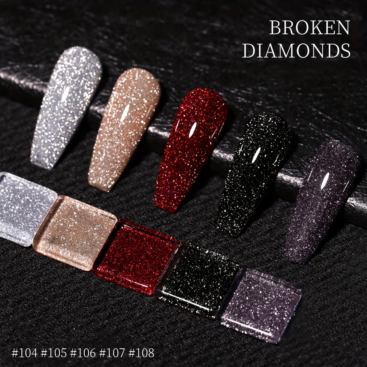 Sparkling Nail Art Glitter Gel with Disco Sparkle and Heart Pattern