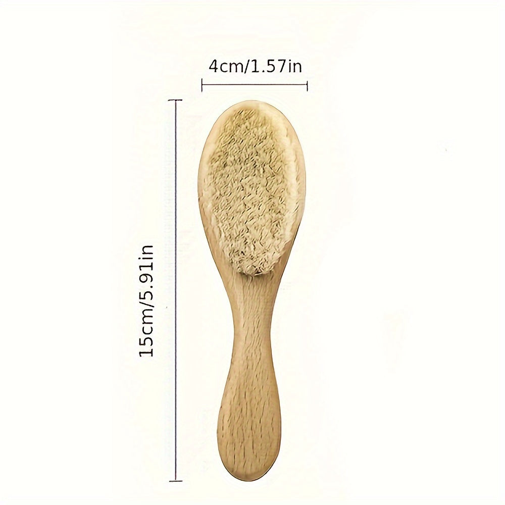 Baby Hair Brush and Comb Set for Newborns Wooden Handle Head Massager 2 Pieces