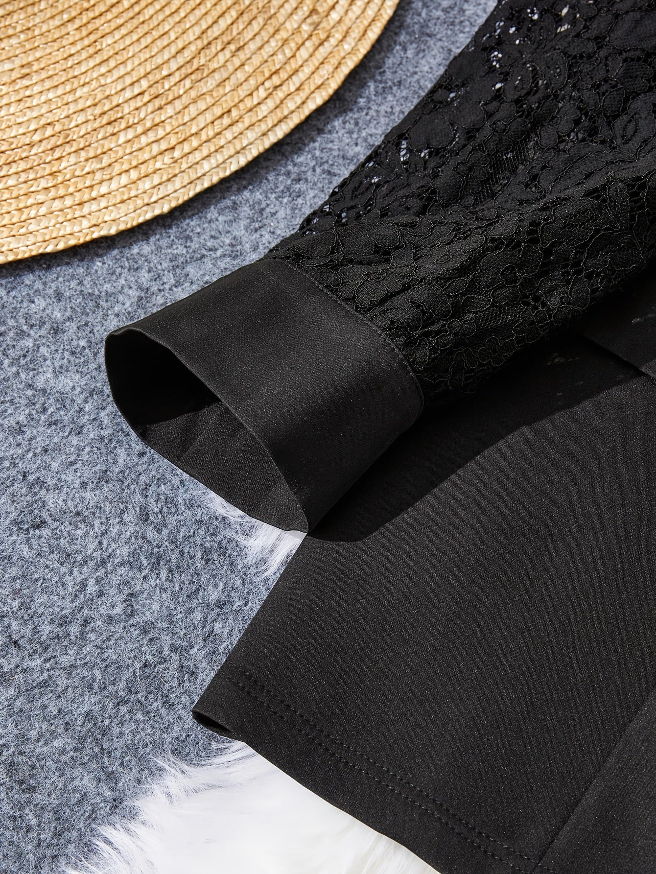 Women's Blazer with Lace Trim Polyester Elastane Fall Winter Machine Washable