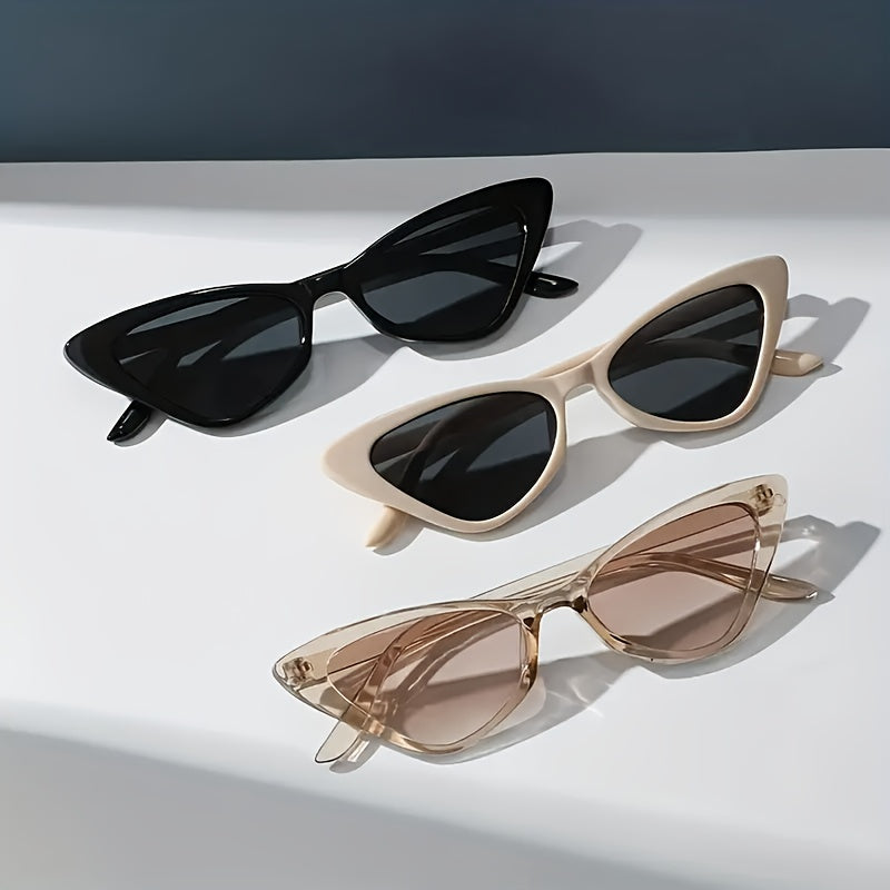 Juego de 3 gafas de sol decorativas vintage estilo ojo de gato Y2K para exteriores, fiestas y clubes