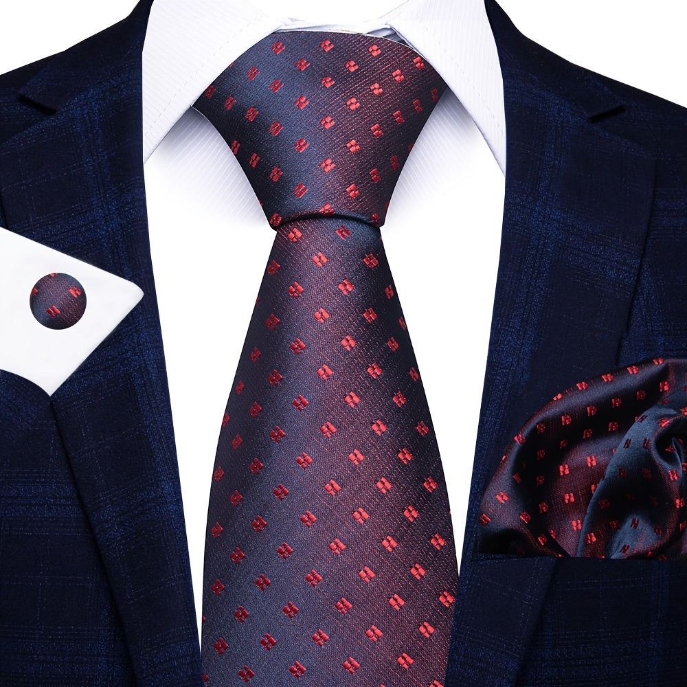 Men's Formal Tie Handkerchief Cufflinks Set for Weddings Parties Business Events