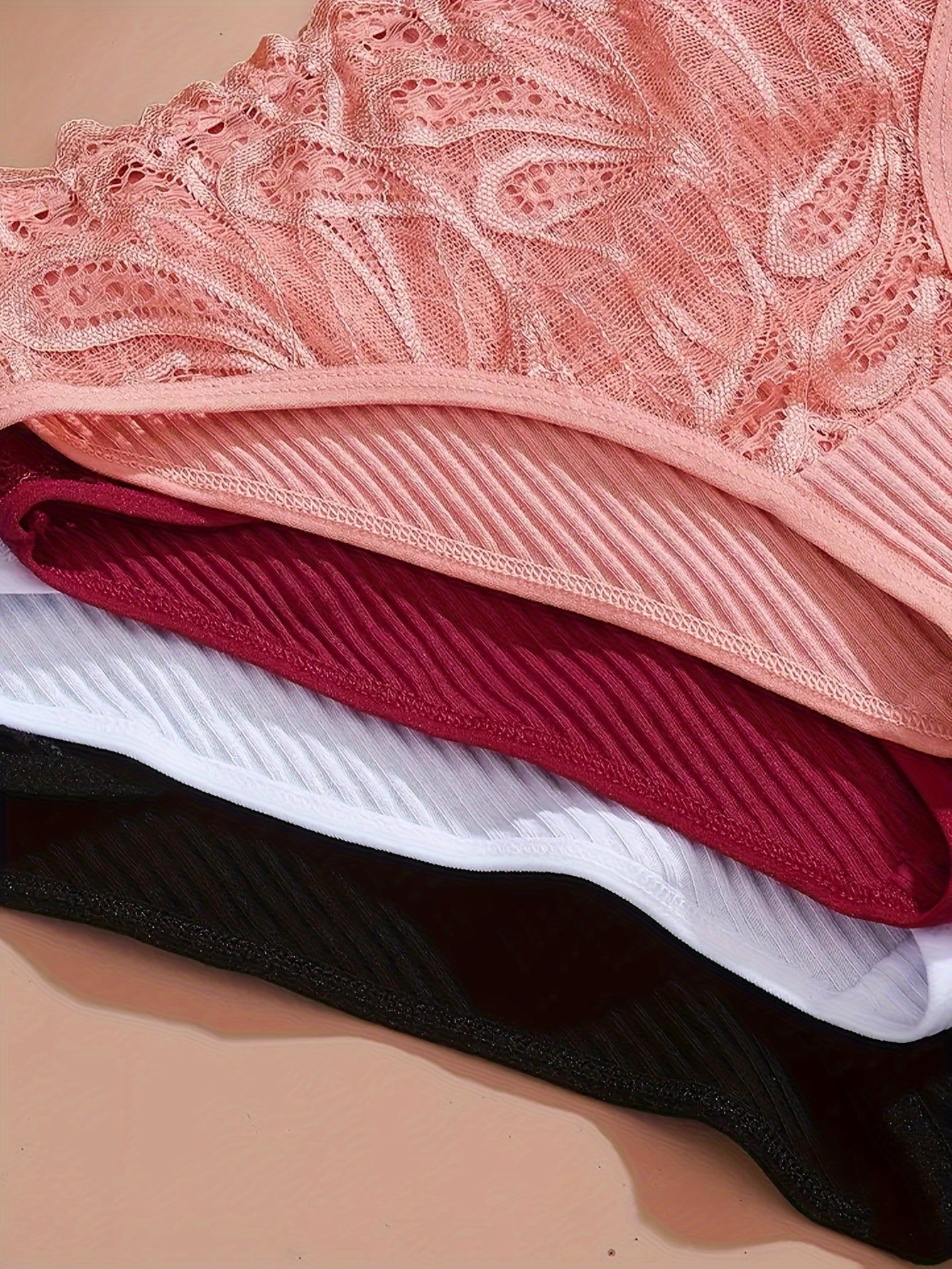 Women's Cotton Briefs 4-Pack with Lace Trim Breathable Solid Color Comfortable