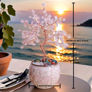 Artificial Crystal Tree with Pink Quartz Aquamarine Amethyst Citrine Faux Gemstones for Home Decor Gifts