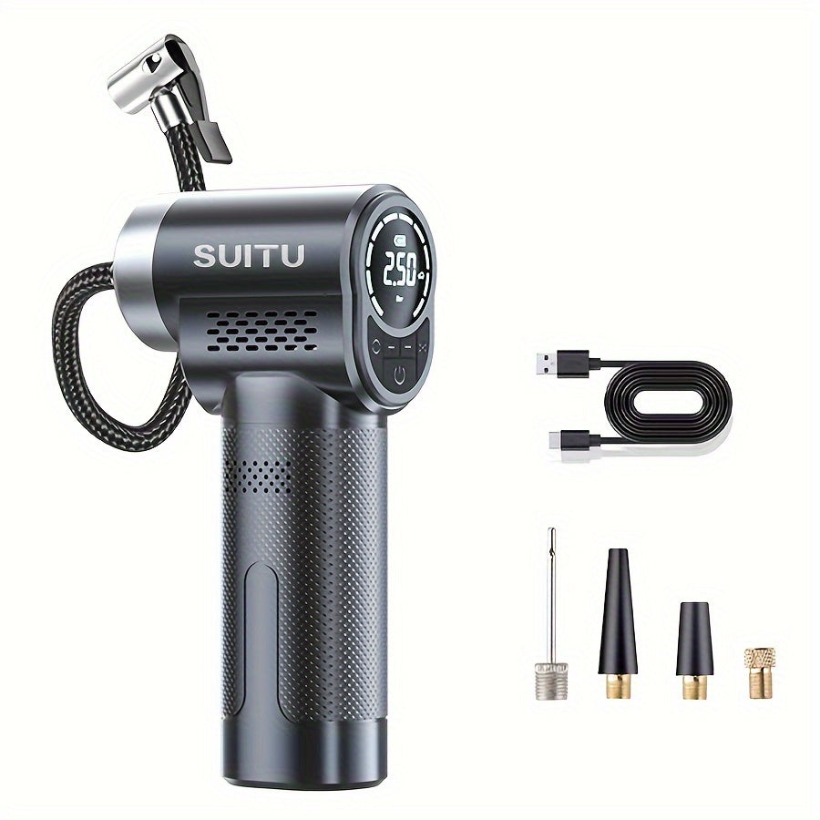 Digital Wireless Handheld Air Compressor Pump with LED Light and USB Battery Power for Car Motorcycle Bicycle Balls