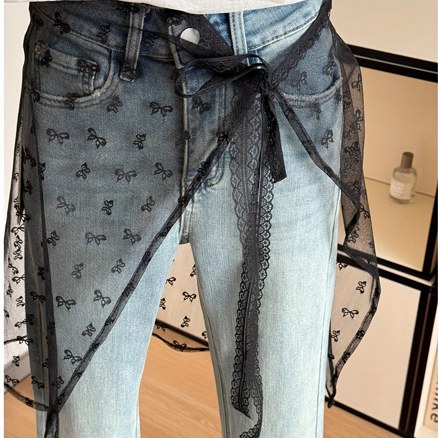 Unisex Midi Skirt Apron with Adjustable Lace Shirt Extender