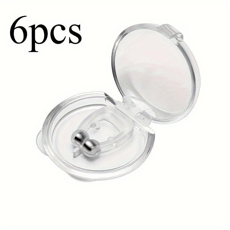 Set of 6 Magnetic Nasal Snoring Clips for Sleep Improvement