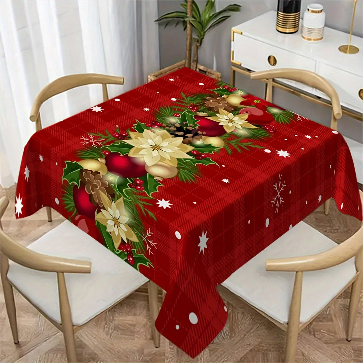 Stain-Resistant Holiday Party Tablecloth Machine Washable Easy to Clean
